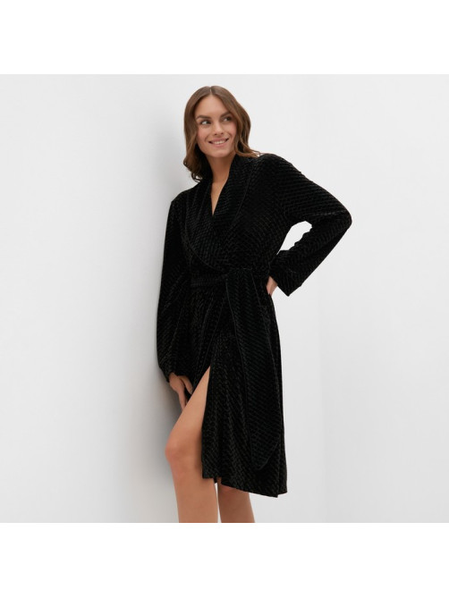 Халат домашний женский KAFTAN «Бархат», размер 48, чёрный