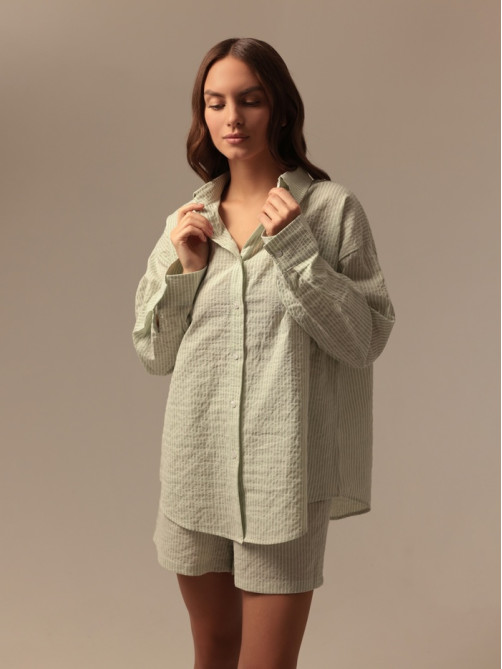 Сорочка ночная женская SL HOME Basic, размер 46 (L), зелёная