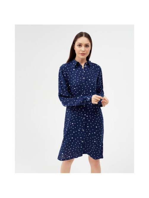 Сорочка ночная женская KAFTAN «Горошек», синяя, размер 44-46