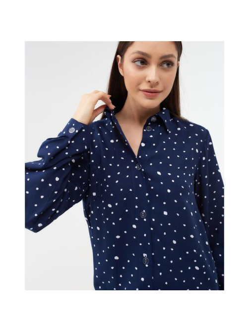 Сорочка ночная женская KAFTAN «Горошек», синяя, размер 44-46