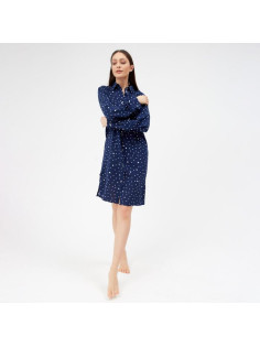 Сорочка ночная женская KAFTAN «Горошек», синяя, размер 44-46