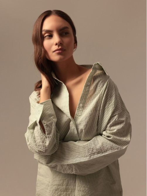 Сорочка ночная женская SL HOME Basic, размер 44 (M), зелёная