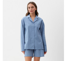 Пижама женская (рубашка, шорты) KAFTAN Basic, размер 40-42, голубая