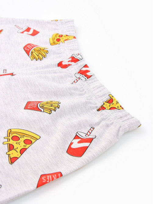 Пижама женская (футболка, шорты) KAFTAN Pizza, размер 40-42, серая