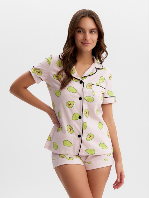 Пижама женская (рубашка, шорты) KAFTAN Avocado, размер 44-46, розовая