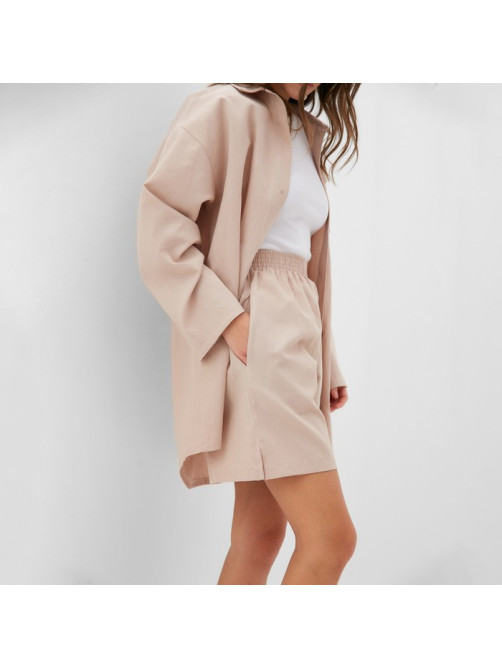 Пижама женская (рубашка, шорты) KAFTAN, размер 40-42, бежевая