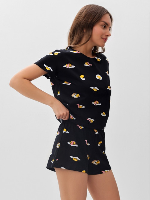 Пижама женская (футболка, шорты) KAFTAN Egg, размер 48-50, чёрная