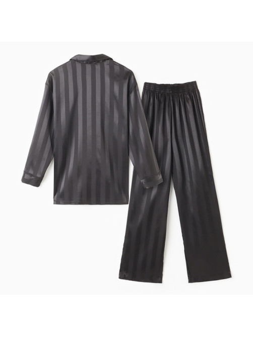 Пижама женская (рубашка, брюки) KAFTAN «Полоска», чёрная, размер 44-46