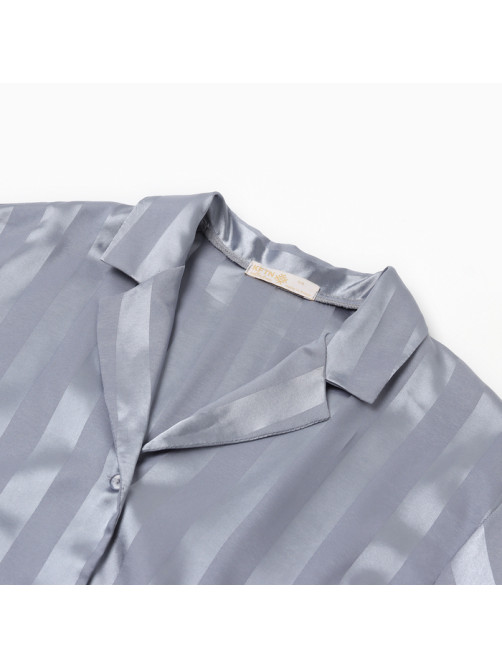 Пижама женская (рубашка, брюки) KAFTAN «Полоска», серо-голубая, размер 48-50