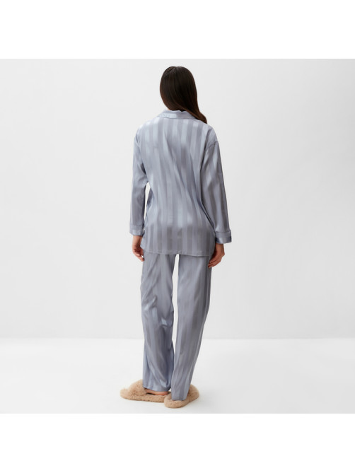 Пижама женская (рубашка, брюки) KAFTAN «Полоска», серо-голубая, размер 40-42