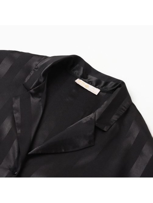 Пижама женская (рубашка, брюки) KAFTAN «Полоска», чёрная, размер 44-46