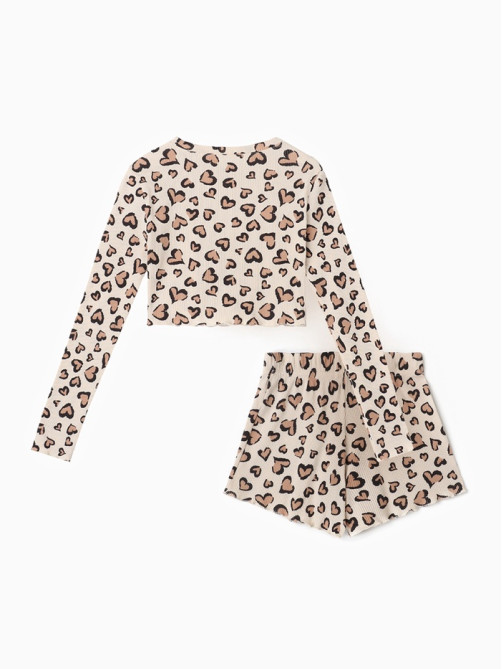 Пижама женская (лонгслив, шорты) KAFTAN Leo love, размер 52-54