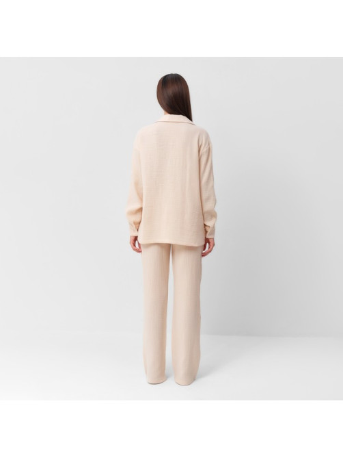 Пижама женская (рубашка, брюки) KAFTAN Basic, размер 52-54, молочная