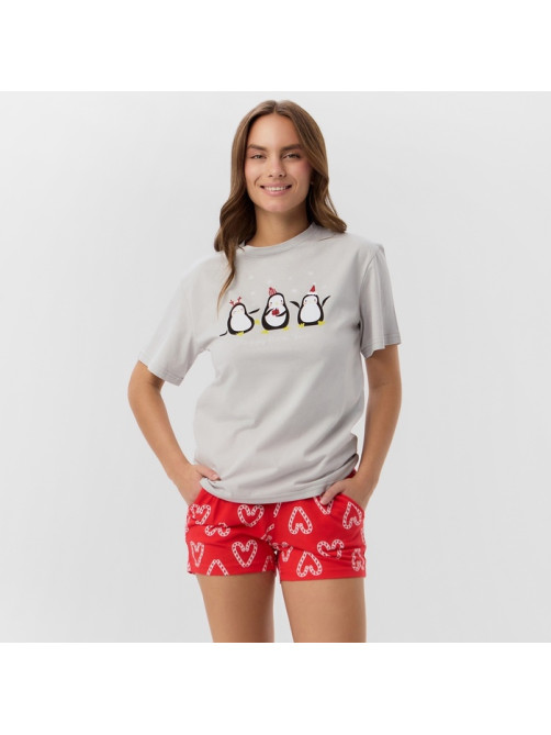 Пижама новогодняя женская (футболка, шорты) KAFTAN Love, размер 52-54