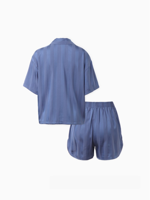 Пижама женская (рубашка, шорты) KAFTAN «Полоса», размер 44-46, синяя
