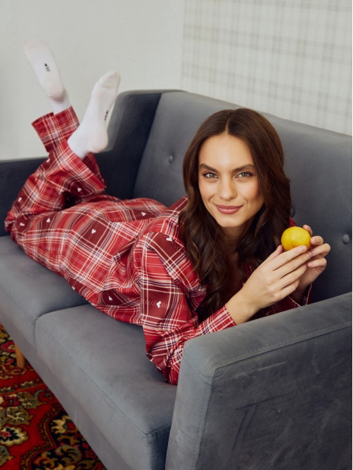 Пижама женская (рубашка, брюки) KAFTAN Red, размер 40-42