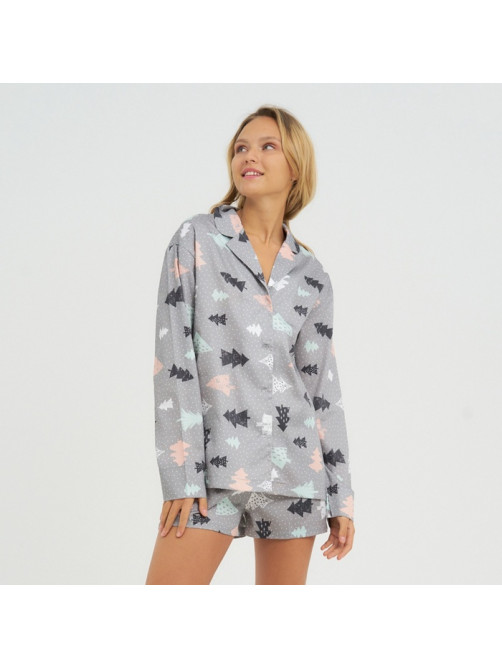 Пижама (рубашка, шорты) женская KAFTAN «Елки», размер 48-50