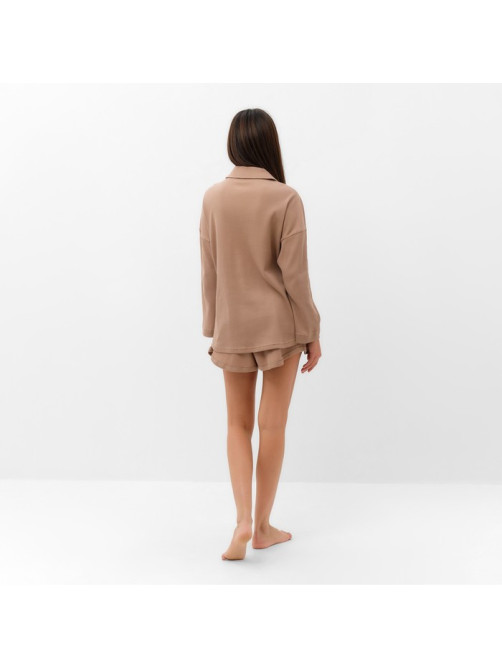 Пижама женская (рубашка, шорты) KAFTAN Basic line, размер 48, цвет кофейный