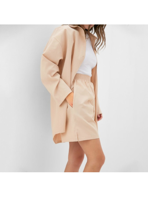 Пижама женская (рубашка, шорты) KAFTAN, размер 48-50, бежевая