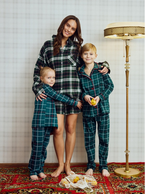 Пижама женская (рубашка, шорты) KAFTAN, размер 40-42, зелёная