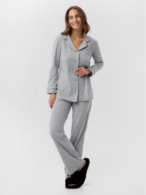 Пижама женская (рубашка, брюки) KAFTAN Fresh, размер 40-42, серая