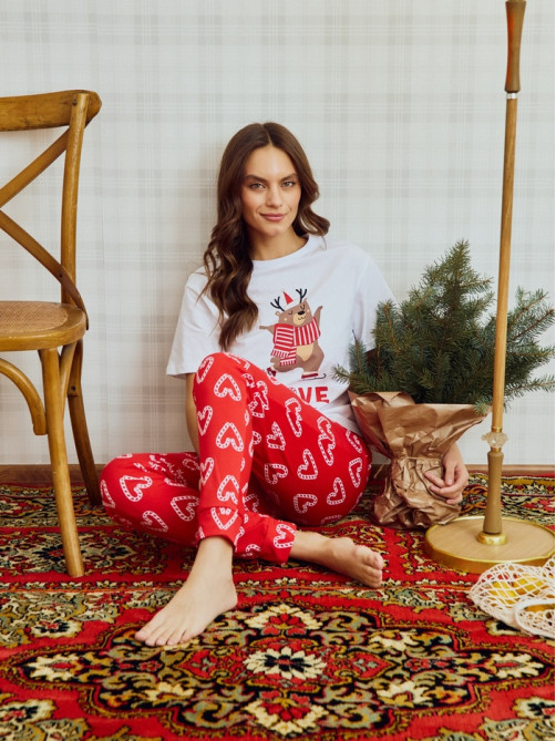 Пижама новогодняя женская (футболка, брюки) KAFTAN Love, размер 52-54