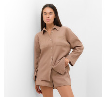 Пижама женская (рубашка, шорты) KAFTAN Basic line, размер 46, цвет кофейный