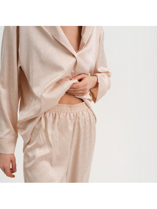 Пижама женская (рубашка, брюки) KAFTAN «Треугольники», молочная, размер 44-46