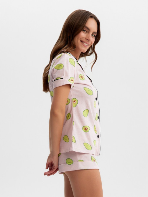 Пижама женская (рубашка, шорты) KAFTAN Avocado, размер 44-46, розовая