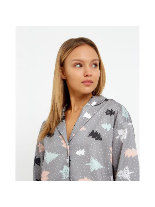Пижама женская (рубашка, брюки) KAFTAN «Елки», размер 40-42