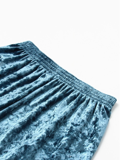 Пижама женская (футболка, шорты) KAFTAN Velvet, размер 44-46, синяя