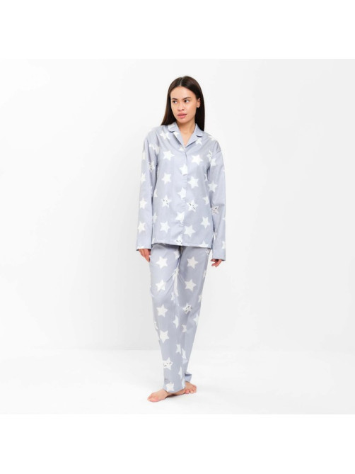 Пижама женская (рубашка, брюки) KAFTAN «Звезды», размер 52-54, серая