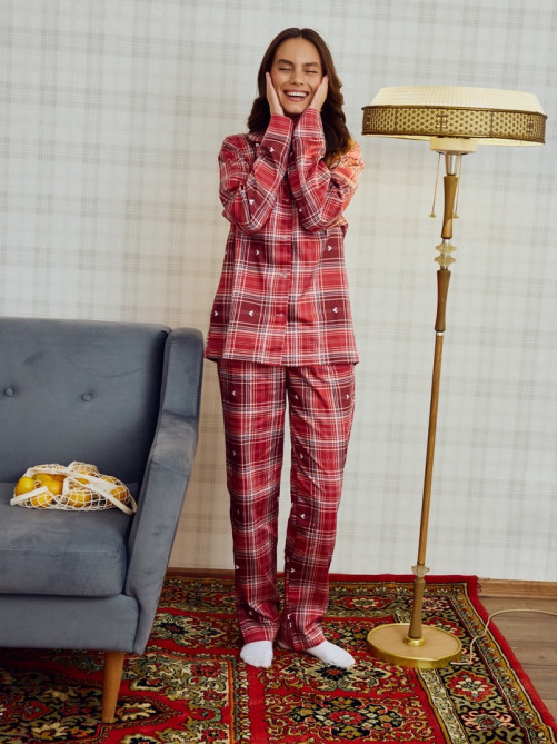 Пижама женская (рубашка, брюки) KAFTAN Red, размер 40-42