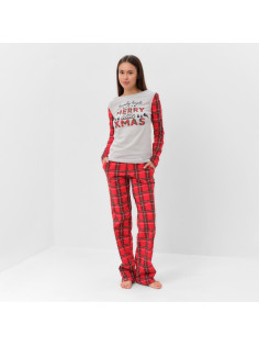 Пижама новогодняя женская (лонгслив, брюки) KAFTAN X-mas, размер 52-54