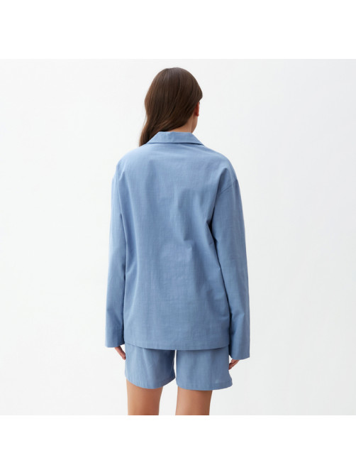 Пижама женская (рубашка, шорты) KAFTAN Basic, размер 40-42, голубая