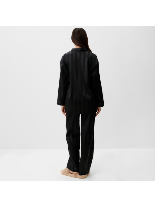 Пижама женская (рубашка, брюки) KAFTAN «Полоска», чёрная, размер 44-46