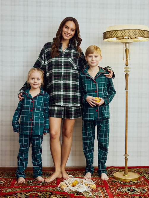 Пижама женская (рубашка, шорты) KAFTAN, размер 50-52, зелёная