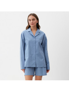 Пижама женская (рубашка, шорты) KAFTAN Basic, размер 48-50, голубая