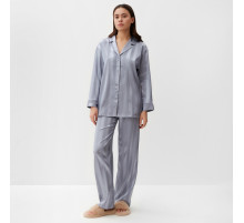 Пижама женская (рубашка, брюки) KAFTAN «Полоска», серо-голубая, размер 40-42