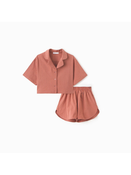 Пижама женская (рубашка, шорты) KAFTAN «Полоска», размер 48-50, цвет коралл