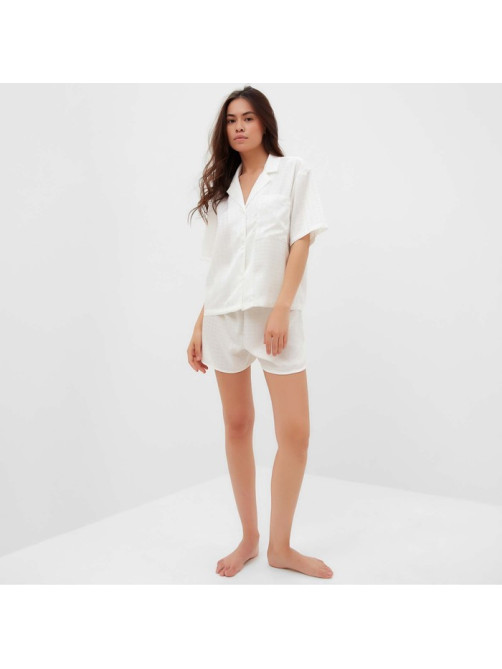 Пижама женская (рубашка, шорты) KAFTAN Silk, размер 48-50, белая