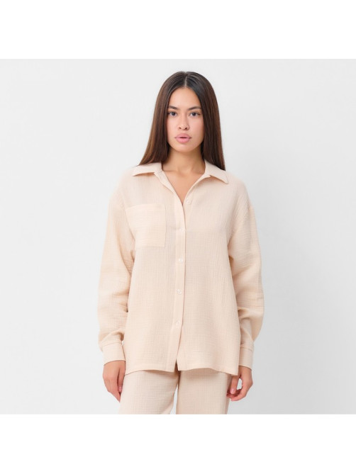 Пижама женская (рубашка, брюки) KAFTAN Basic, размер 52-54, молочная