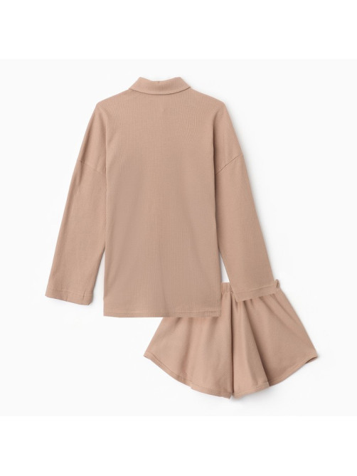 Пижама женская (рубашка, шорты) KAFTAN Basic line, размер 50, цвет кофейный