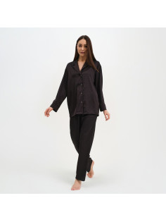 Пижама женская (рубашка, брюки) KAFTAN «Треугольники», чёрная, размер 44-46