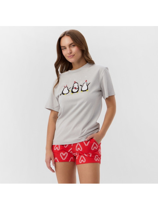 Пижама новогодняя женская (футболка, шорты) KAFTAN Love, размер 52-54