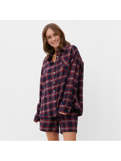 Пижама женская (рубашка, шорты) KAFTAN, размер 40-42, синяя