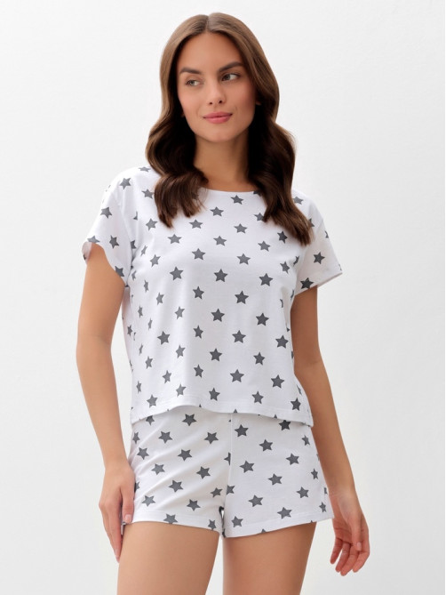 Пижама женская (футболка, шорты) KAFTAN Star, размер 44-46, серая