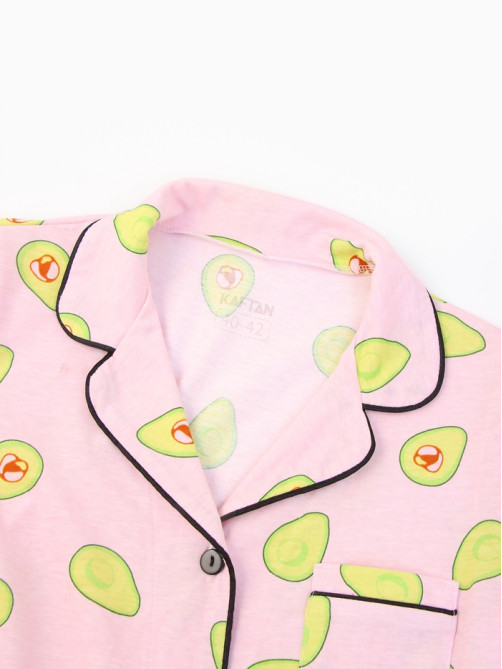 Пижама женская (рубашка, шорты) KAFTAN Avocado, размер 44-46, розовая