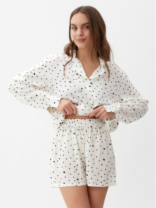 Пижама женская (рубашка, шорты) KAFTAN, размер 40-42, белая