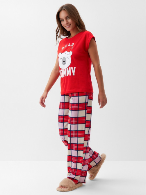 Пижама новогодняя женская (футболка, брюки) KAFTAN Bear, размер 40-42